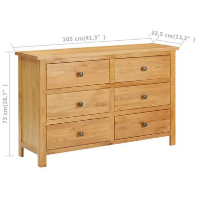 vidaXL Chest of Drawers 41.3"x13.2"x28.7" Solid Oak Wood