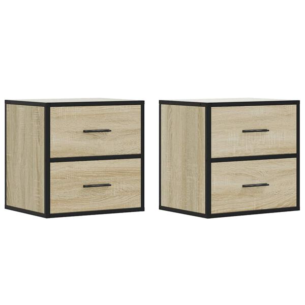vidaXL Wall-mounted Bedside Cabinet Set of 2 Sonoma oak