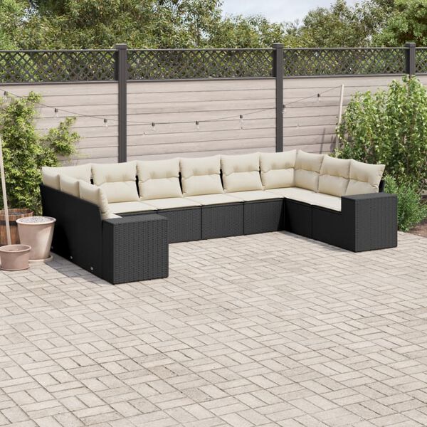 vidaXL Garden Sofa Set Black PE Rattan Large Modular Garden Sofa Set