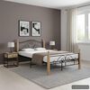 vidaXL Bed Frame Black and Natural Oak Powder-coated metal, Oak wood Full