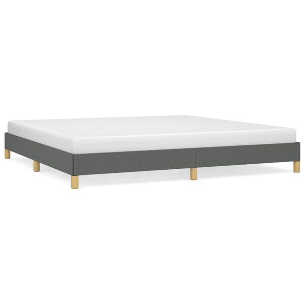 vidaXL Bed Frame Dark Gray 100% Polyester, Plywood, Engineered Wood King