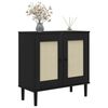 vidaXL Sideboard Black Solid pine wood, engineered wood, poly rattan