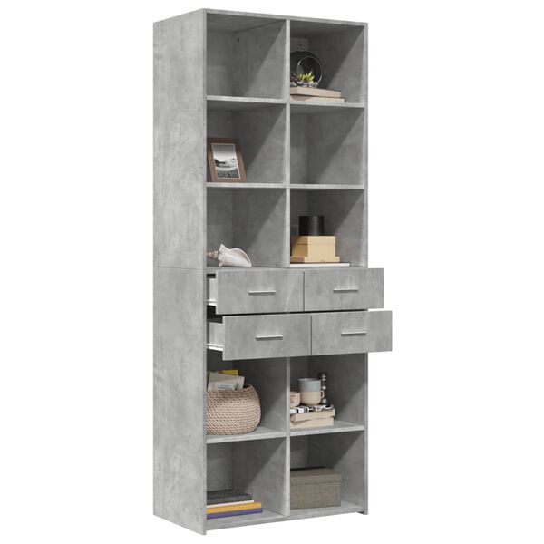 vidaXL Highboard Concrete grey Engineered wood Highboard Rectangular