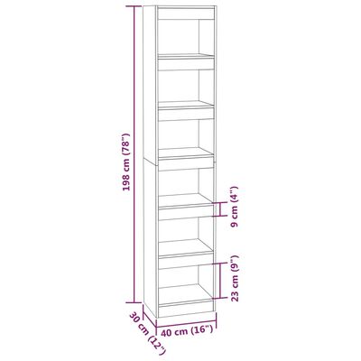 vidaXL Book Cabinet/Room Divider Black 15.7"x11.8"x78"