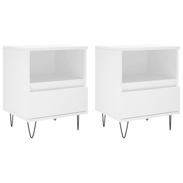 vidaXL Bedside Cabinet Set of 2 White Engineered wood Medium