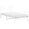 vidaXL Metal Bed Frame without Mattress with Footboard White 35.4"x78.7"