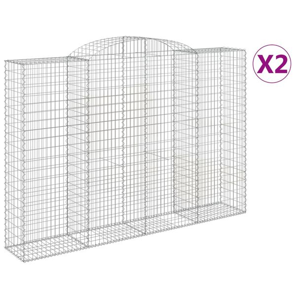 vidaXL Gabion Basket Set of 2 Silver Galvanized Iron Large