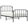 vidaXL Bed Frame Black Powder-Coated Steel Twin Bed Frame Rectangular