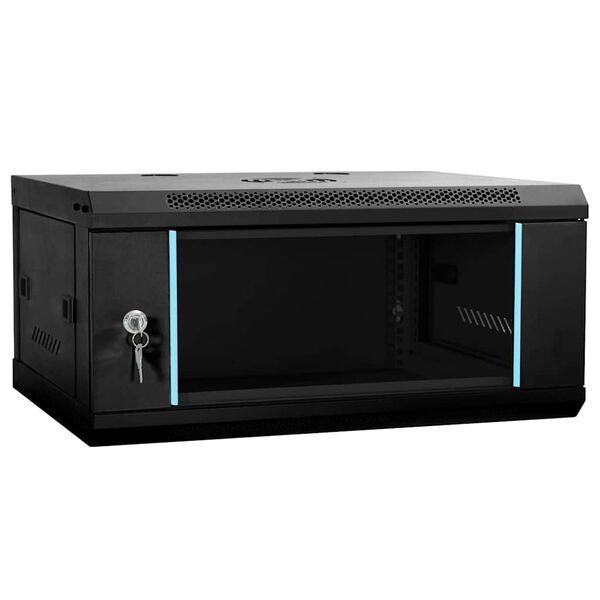 vidaXL Network Cabinet Black 23.62 x 13.78 x 11.02 in Steel