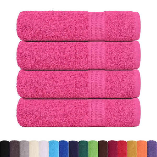 vidaXL Bath Towel Set of 4 Pink 100% Cotton 39.4 x 59.1 in Durable