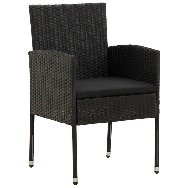 vidaXL Garden Dining Set Black Poly Rattan, Steel, Glass Large