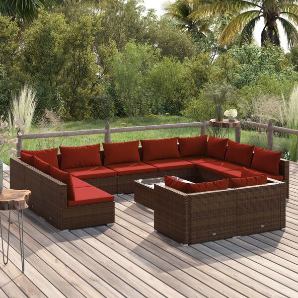 vidaXL Garden Lounge Set Brown, Cinnamon Red