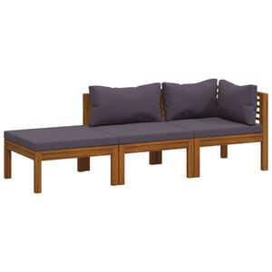 vidaXL Wooden Lounge Set Dark grey, Acacia wood finish
