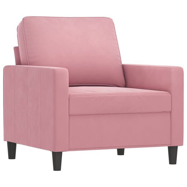 vidaXL Sofa Chair Pink Velvet Single Decorative Inlays Sofa Chair