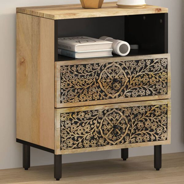 vidaXL Bedside Cabinet Mango wood with iron accents