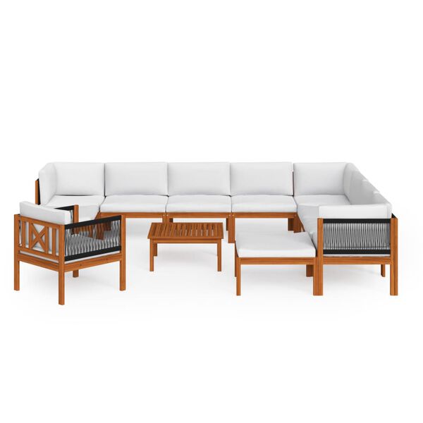 vidaXL Garden Lounge Set Cream Solid Acacia Wood Medium Durable