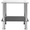 vidaXL Side Table Transparent Tempered Glass, Stainless Steel Compact