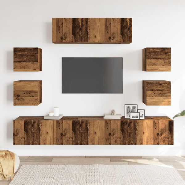 vidaXL TV Cabinet Set Old Wood Engineered Wood TV Cabinet Set