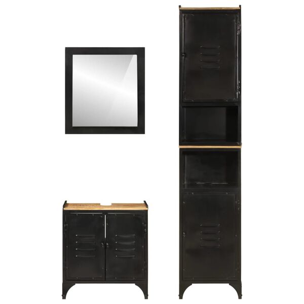vidaXL Bathroom Furniture Set Black/Iron Iron Medium