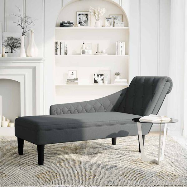 vidaXL Chaise Lounge Dark grey Fabric, plywood, plastic Medium Durable