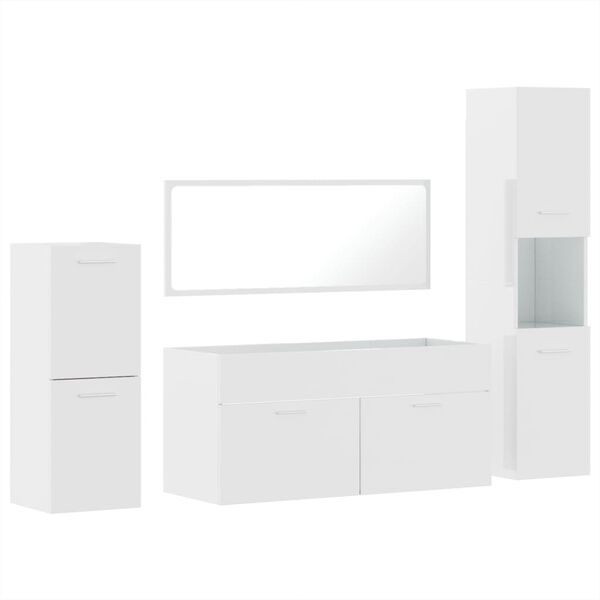 vidaXL Bathroom Furniture Set High gloss white Engineered wood