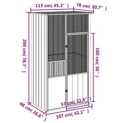 vidaXL Bird Cage Gray 45.3"x30.7"x78.7" Galvanized Steel