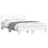 vidaXL Bed Frame with LED White 53.94 x 74.80 in Engineered Wood