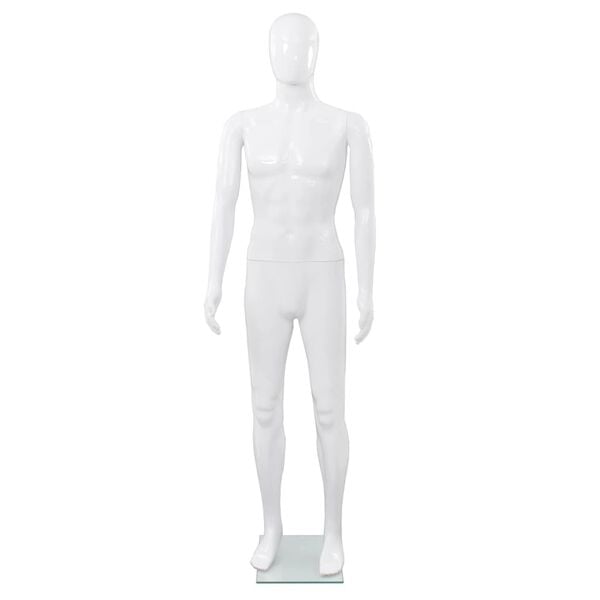vidaXL Full Body Male Mannequin with Glass Base Glossy White 72.8"