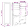 vidaXL Mirror Jewelry Cabinet White Engineered wood, glass, polyester fabric