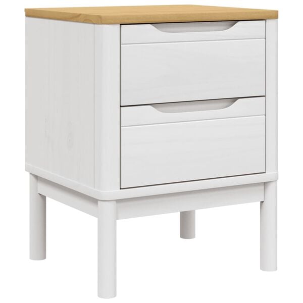 vidaXL Bedside Cabinet White Solid Pine Wood Small Bedside Cabinet