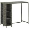 vidaXL Garden Bar Set Grey Poly Rattan, Powder-Coated Steel Large
