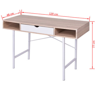 vidaXL Desk with 1 Drawer Oak and White