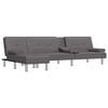vidaXL L-shaped Sofa Bed Grey Faux leather, plywood, metal Large