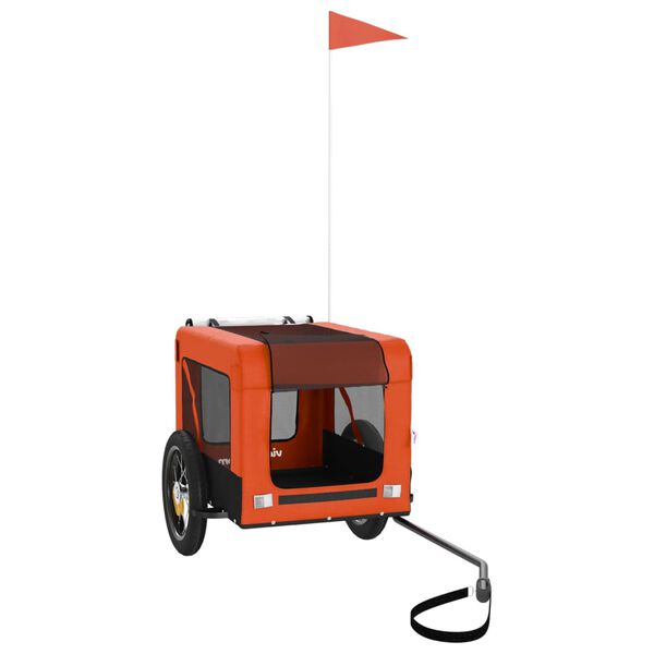 vidaXL Pet Bike Trailer Orange and Black Oxford Fabric, Iron, PVC Small