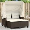 vidaXL Garden Sofa Brown PE rattan Medium Removable Covers Garden Sofa
