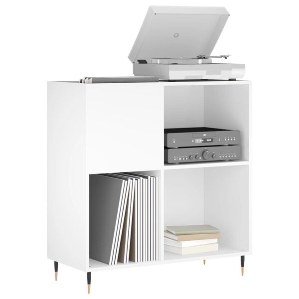 vidaXL Record Cabinet White Engineered wood, iron Medium Record Cabinet