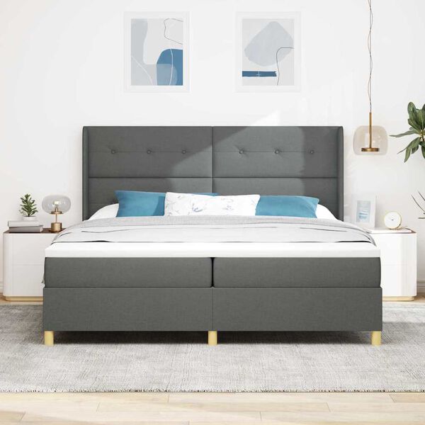 vidaXL Box Spring Bed with Mattress Grey 55.12 x 78.74 in Fabric