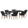 vidaXL Garden Dining Set with Cushion 7 pcs Black Poly Rattan