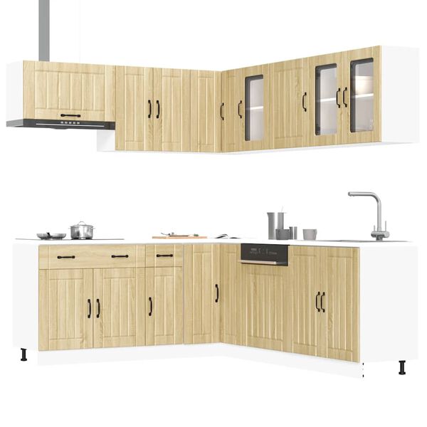 vidaXL Kitchen Cabinet Set Sonoma oak Engineered wood and glass Large
