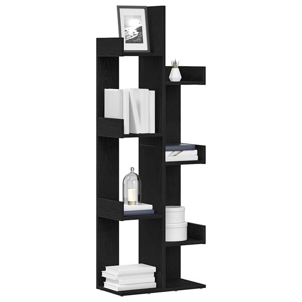 vidaXL Bookcase Black Oak 18.90 x 10.04 x 55.12 in Engineered Wood