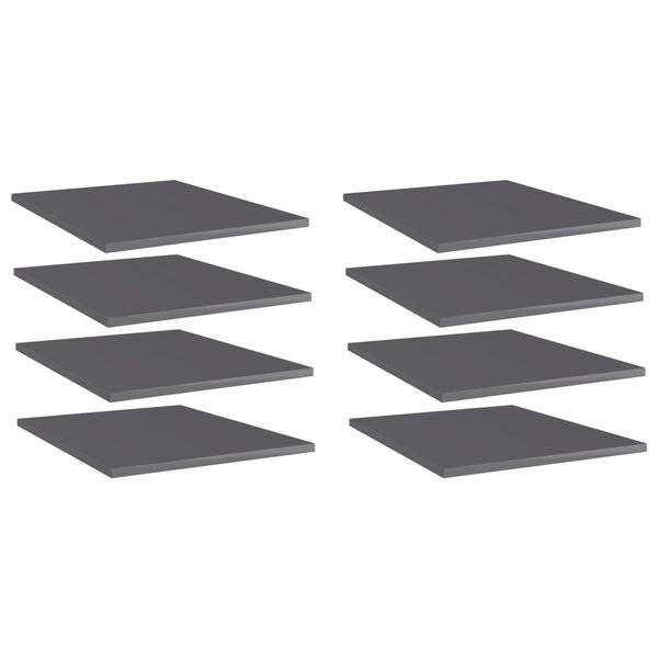 vidaXL Shelf Set of 8 High gloss grey Engineered wood Simplistic Shelf