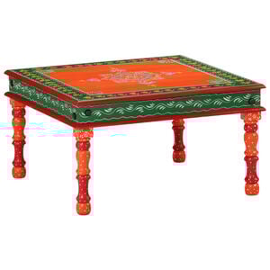 vidaXL Coffee Table Multicolor with orange base Solid mango wood Compact