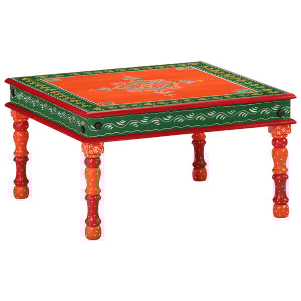 vidaXL Coffee Table Multicolor with orange base Solid mango wood Compact