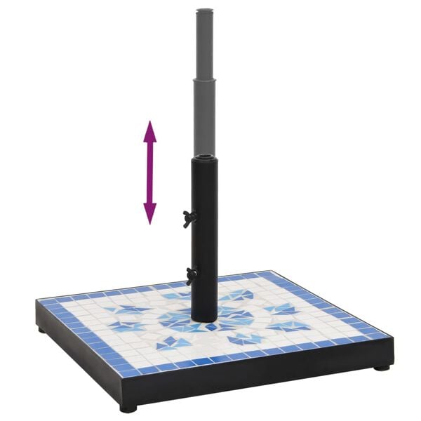 vidaXL Parasol Base Blue and White Powder-coated iron, ceramic Medium