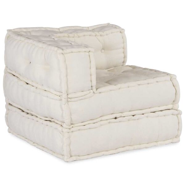 vidaXL Pouffe Cream 100% Cotton 27.6in x 27.6in x 21.3in