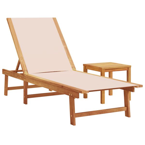 vidaXL Sun Lounger Cream Solid acacia wood Large Durable Sun Lounger