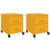vidaXL Bedside Cabinet Set of 2 Mustard Yellow Cold-rolled steel Medium