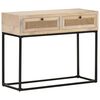 vidaXL Console Table Bleached wood, natural cane, black steel