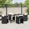 vidaXL Garden Dining Set with Cushion 5 pcs Black Poly Rattan
