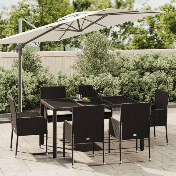vidaXL Garden Dining Set Black, Cream white